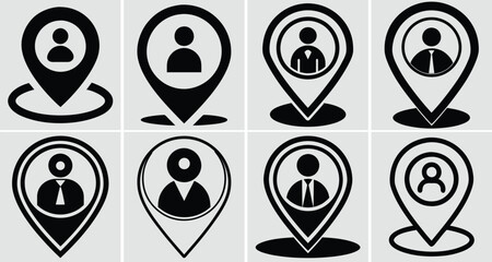 Business Location Icon Set , User Map Pin Vector , Navigation & GPS Marker Symbols