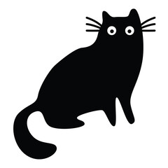 cute cat silhouette icon transparent background