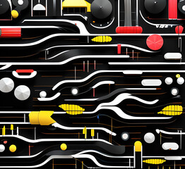 A colorful pattern of circles. Some are red, some are blue, and some are yellow. The circles are arranged in a way that they overlap each other,generative ai