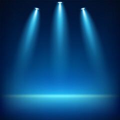 Dark blue color background. Empty room with light effect. Space for selling products on the website. Vector illustration.