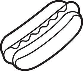 hotdog line art, black outline, vector and illustration, coloring book page line art drawing