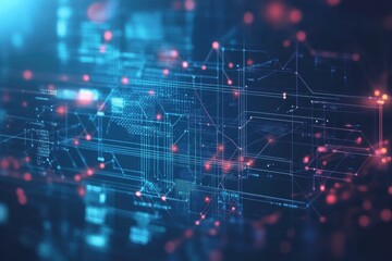 Fototapeta premium Modern IT roadmap presented in digital mind maps, focusing on networking, big data, and innovations