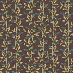 Floral abstract seamless pattern. Pastel botanical background. Plant natural design for wallpaper, textile, stationery.