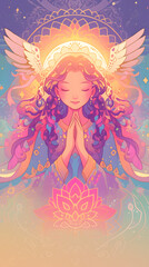 蓮の上で瞑想する仏陀の幻想的なビジュアル