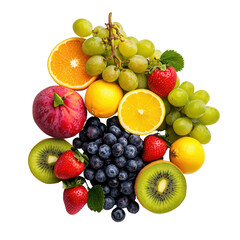 Colorful Assortment of Fresh Fruits on Dark Background Arrangement