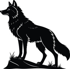 Majestic Wolf Silhouette Isolated on Blank Background