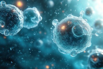 Microscopic Bacteria Illustration Deep Blue Background Scientific Rendering