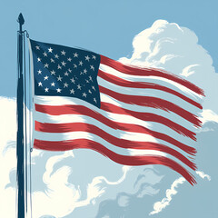 Obraz premium USA Flag Drawing