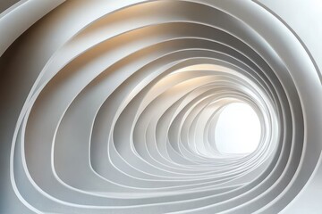 Fototapeta premium Abstract Minimalist Architecture Background with Curved White Panels and Soft Lighting