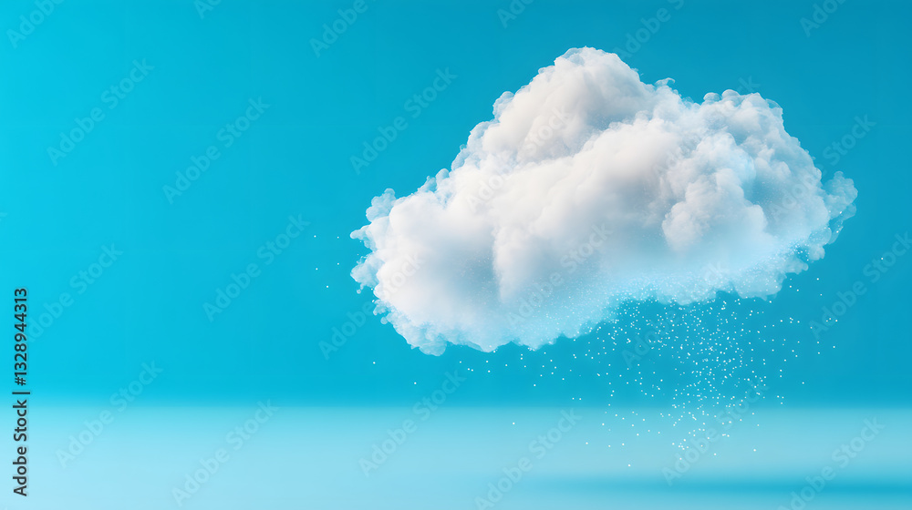 Aufkleber a fluffy white cloud floats against a bright blue background, creating a serene and tranquil atmosph