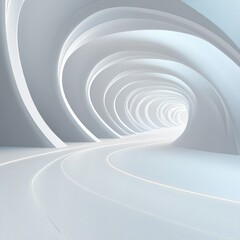 Obraz premium Minimalist Abstract Architecture Background with White Parametric Waves and Smooth Curves