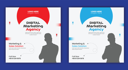 Social media Digital marketing agency post banner and ads marketing template vector