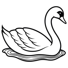 Obraz premium Graceful Swan Coloring Page Line art silhouette vector.