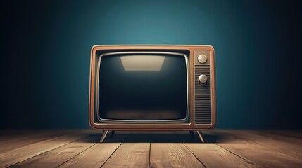 Vintage retro television with a blank black screen, isolated on a clean empty background