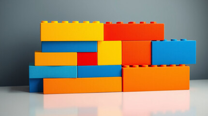 Obraz premium High-resolution stock photo vibrant complimentary colors contrasting colors balanced tones commercial professional quality glowing magnetic building blocks