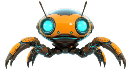 Unique robotic crab with glowing eyes and antennas
