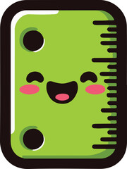Cartoon a cheerful ruler school supplies as cute stickers