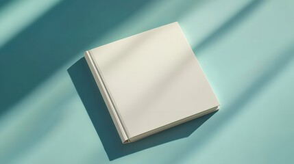 Blank book mockup with white pages on the blue background