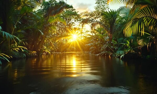 amazon rainforest at sunset video
