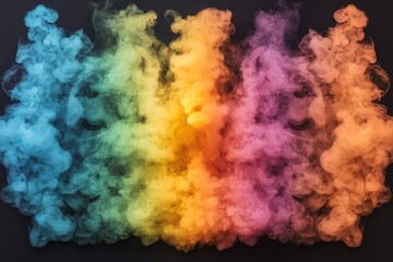 Abstract rainbow-colored smoke pattern on a dark backdrop