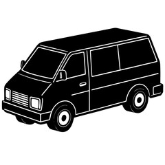 cargo van black silhouette vector, Simple silhouette Design vector icon with white background. Transport vector illustration 