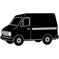 cargo van black silhouette vector, Simple silhouette Design vector icon with white background. Transport vector illustration 