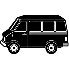 cargo van black silhouette vector, Simple silhouette Design vector icon with white background. Transport vector illustration 