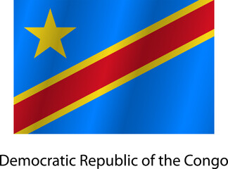 Flag of the country Democratic Republic of the Congo on a white background