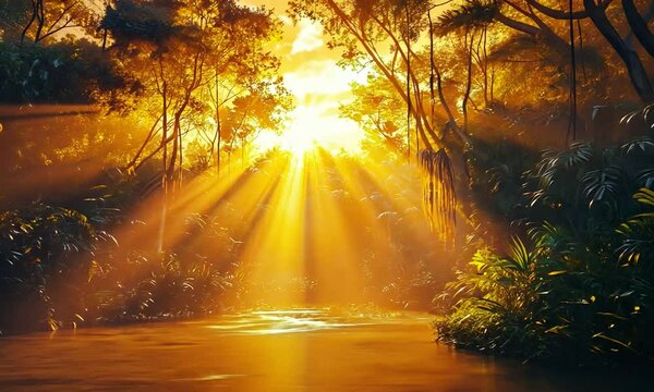 amazon rainforest at sunset video