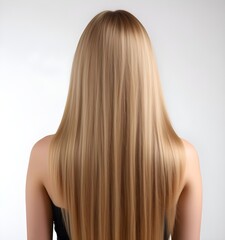 Fototapeta premium sleek blonde hair portrait. long straight blonde hair on back. minimalist blonde hair photography.