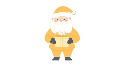 Fototapeta premium Cheerful Santa Claus Character Holding a Gift Box in Bright Colors