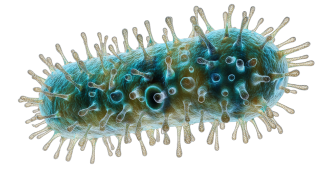 Detailed view of a bacterium in vibrant colors