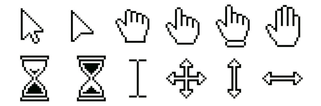 cursor icon pixel. cursor icon set.