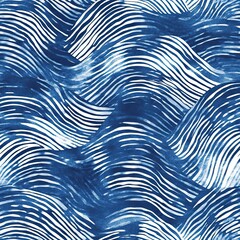 Stunning Shibori Wave Patterns Abstract Indigo Dye Cascade Design
