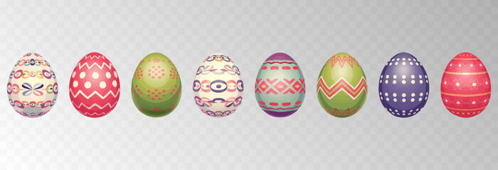 Easter egg. Eggs character set isolated on png backgraund. Cute eggs, spring festive concept. Cartoon holiday vector character.