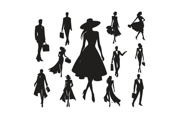 silhouette of people in different way
