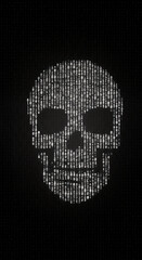 Digital Skull: Cyberpunk Hacker Code Art - Binary Matrix Aesthetic for Tech & Horror Fans! Dark Web, Data, Halloween Ready!