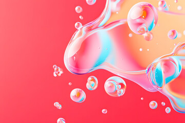 Water droplets, water molecules and bubbles solid color background, PPT abstract KV main visual background image