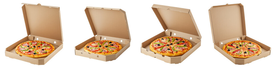 Open Pizza Box with Vegetable Pizza, Cut Out Set