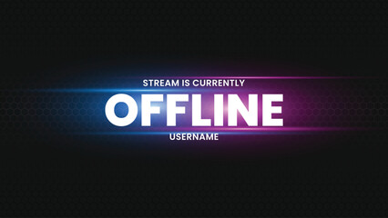 Offline streaming banner design. Modern gaming streaming overlay template. Currently offline twitch banner. Vector illustration © Ardkyuu