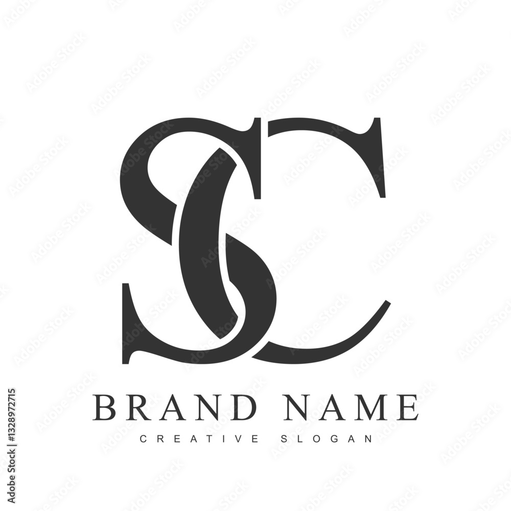 Fototapete sc trendy logotype template. initial letter s and c classic font style. creative logo for company na