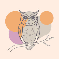 Fototapeta premium a mysterious black silhouette of an owl perched on a branch, 