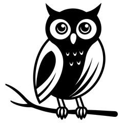 Fototapeta premium a mysterious black silhouette of an owl perched on a branch, 