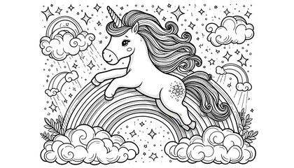 Obraz premium Unicorn Sketch for Kids Drawing