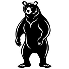 a strong black silhouette of a bear standing on its hind legs, 
