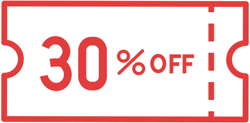 Red single 30% off sale tag

