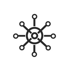 Fototapeta premium A minimalist black and white isolated icon representing a network or hub connection. Suitable for technology, communication, or digital networking concepts.