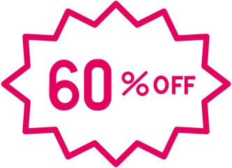 60% off Discount Line Icon
