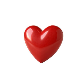 Shiny Red 3D Heart with Glossy Surface on White Background