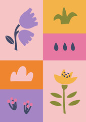 Abstract floral vector poster. Modern flower art